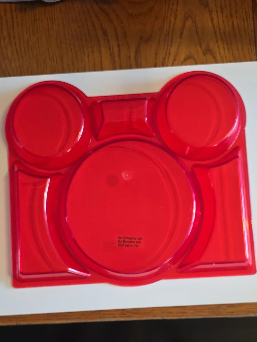 Disney Mickey Mouse Ears Divided Acrylic Lucite Plate Trays -Red Set Of 3